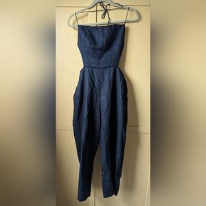Black linen backless jumper